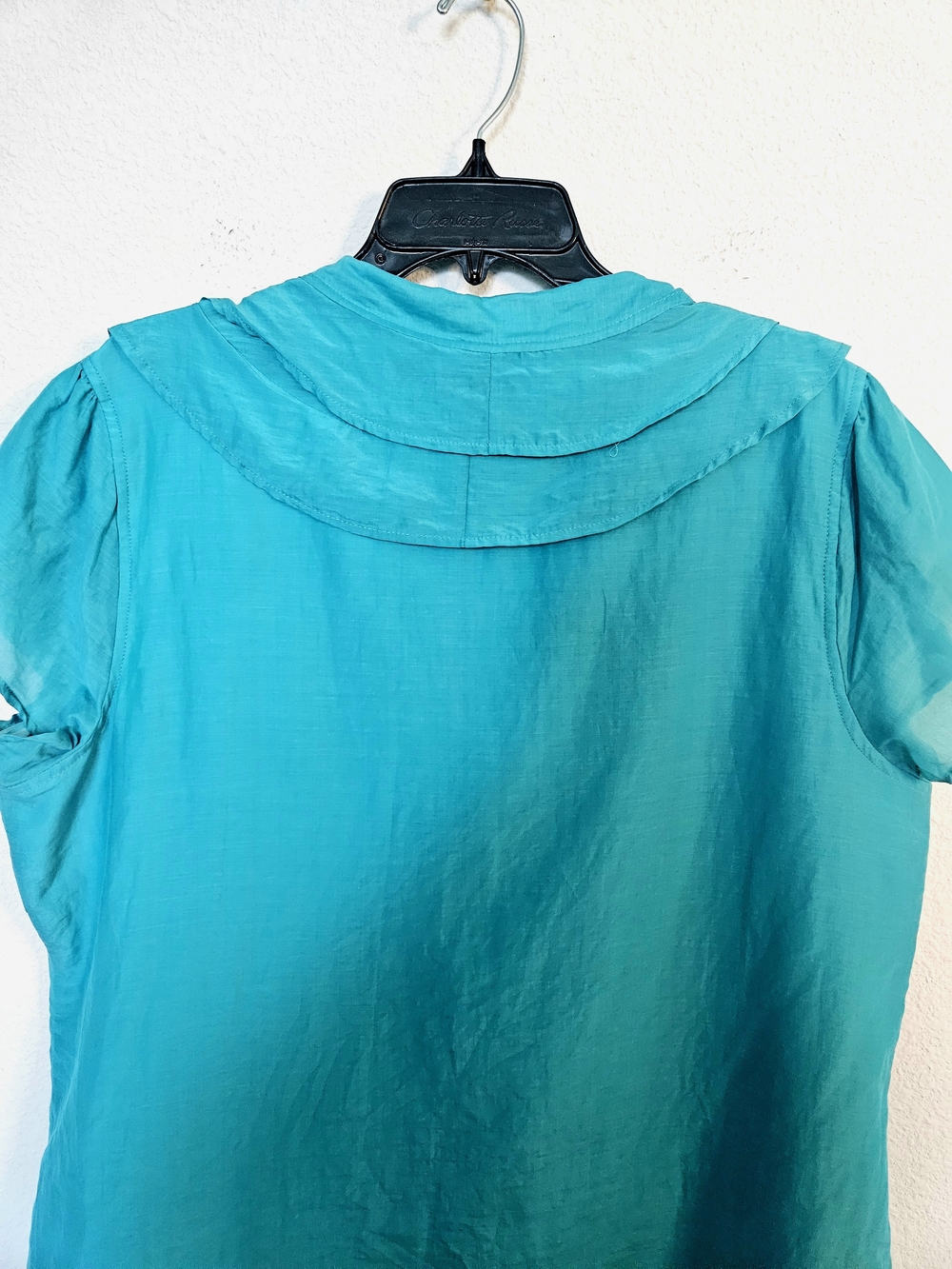 A.N.A Turquoise Ruffle V-Neck Women's Top - Picture 14 of 16
